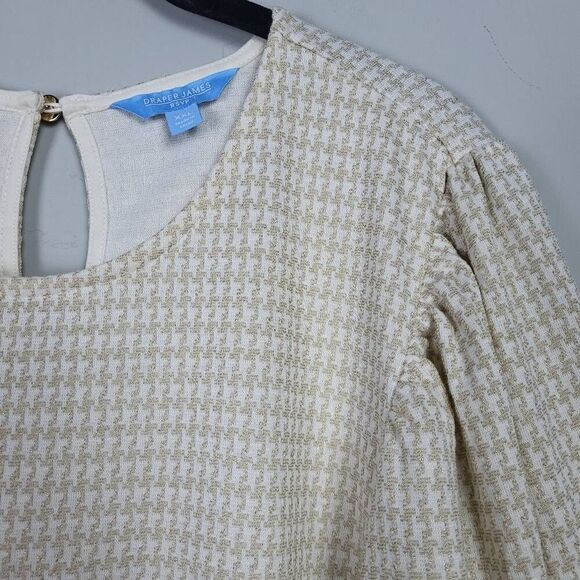 Draper James Womens Tiered Dress Cream Gold Metallic Size XXL Cottagecore NWT - Picture 3 of 9